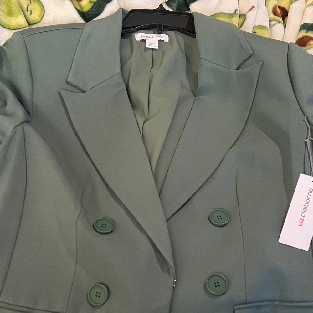 Liz Claiborne Women's Green Double-Breasted Blazer